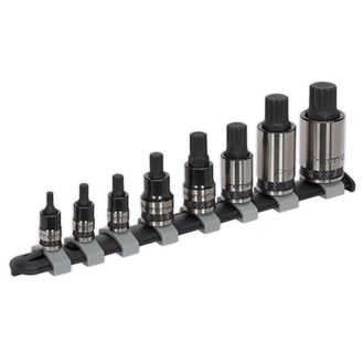 Sealey AK6214B Spline Socket Bit Set 8pc 1/4", 3/8" &amp; 1/2"Sq Drive Black Series