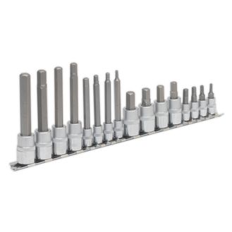 Sealey AK6219 Hex Socket Bit Set 16pc 1/4" &amp; 3/8"Sq Drive
