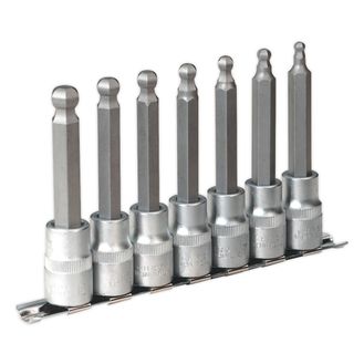 Sealey AK622 Hex Ball-End Socket Bit Set 7pc 100mm 1/2"Sq Drive Metric