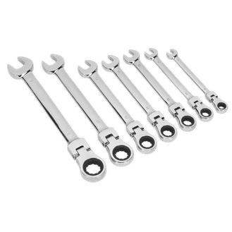 Sealey Flexi-Head Ratchet Combination Spanner Set 7pc Metric S01143