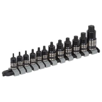 Sealey AK6228B TRX-Star* Socket Bit Set 12pc Stubby 1/4", 3/8" &amp; 1/2"Sq Drive Black Series