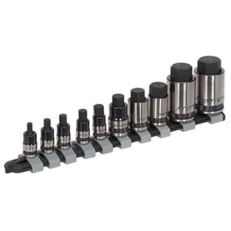 Sealey AK6229B Hex Socket Bit Set 10pc Stubby 1/4", 3/8" &amp; 1/2"Sq Drive Black Series