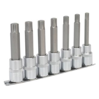 Sealey AK6235 Ribe Socket Bit Set 7pc 1/2"Sq Drive 100mm
