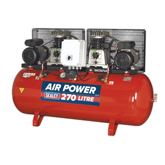 Sealey Compressor 270L Belt Drive 2 x 3hp with Cast Cylinders SAC2276B