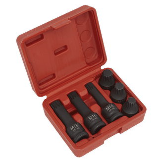 Sealey Impact Spline Socket Bit Set 6pc 1/2"Sq Drive SX052