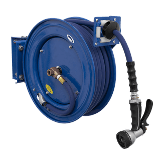 Sealey Heavy-Duty Retractable Water Hose Reel 15m &amp;Oslash;13mm ID Rubber Hose WHR1512