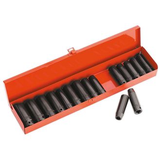 Sealey AK685 Impact Socket Set 16pc Deep 1/2"Sq Drive Metric/Imperial