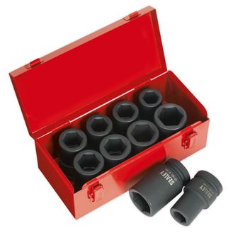 Sealey AK689 Impact Socket Set 10pc Deep 1"Sq Drive Metric/Imperial