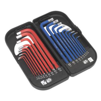 Sealey AK7176 TRX-Star &amp; Ball-End Hex Key Set 18pc Long Anti-Slip