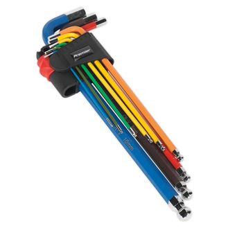Sealey AK7191 Ball-End Hex Key Set 9pc Colour-Coded Extra-Long Metric