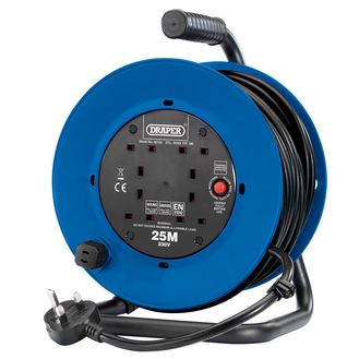 Draper 02122 230V Heavy Duty Industrial Four Socket Cable Reel (25M)