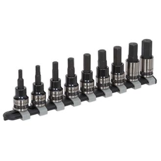 Sealey AK7986 Hex Key Socket Bit Set 9pc 3/8"Sq Drive Metric Black