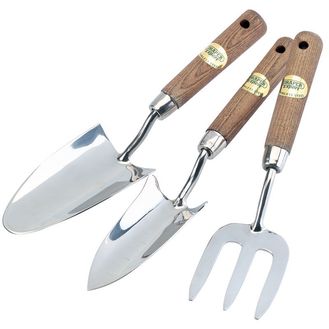 Draper 09565 Stainless Steel Hand Fork and Trowels Set with Ash Handles (3 Piece)