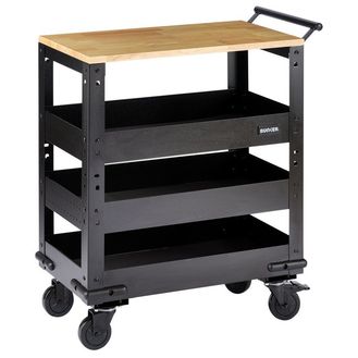 Draper BUNKER® 11495 Modular 3 Tier Trolley with Pull Handle and Hardwood Worktop, 714mm