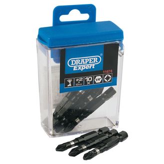 Draper 11674 No. 2 PZ x 50mm Type Impact Bits (10 Piece)