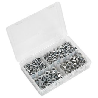 Sealey AB029SN Steel Nut Assortment 320pc 1/4"-1/2"UNF DIN 934