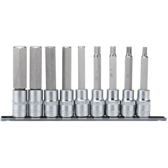 Draper 16308 1/2" Sq. Dr. 100mm Long Metric Hexagonal Socket Bit Set (9 Piece)