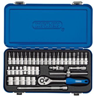 Draper 16366 1/4" Sq. Dr. Metric Socket Set in Metal Case (38 Piece)