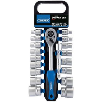 Draper 16375 1/2" Sq. Dr. Metric Socket and Ratchet Set (19 Piece)