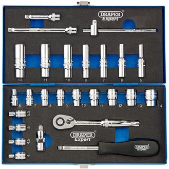 Draper 16476 1/4" Sq. Dr. Metric Socket Set (26 Piece)