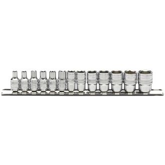 Draper 16487 1/4" Sq. Dr. Metric Socket Set on Metal Rail (13 Piece)