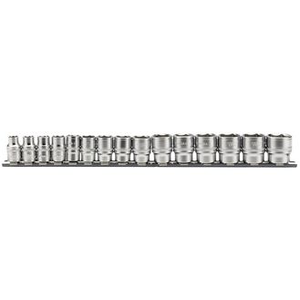 Draper 16492 3/8" Sq. Dr. Metric Socket Set on Metal Rail (15 Piece)