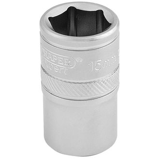 Draper 16605 1/2" Sq. Dr. 6 Point Metric Socket (15mm)