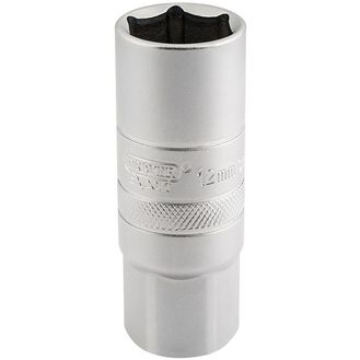 Draper 16782 1/2" Sq. Dr. 12mm Thread 6 Point Satin Chrome Spark Plug Socket (18mm Socket)