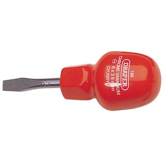 Draper 19497 6mm x 38mm Plain Slot Flared Tip Cabinet Pattern Chubby Screwdriver (Sold Loose)
