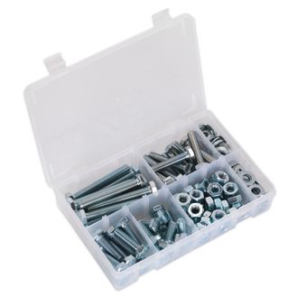 Sealey AB052SNW Setscrew, Nut &amp; Washer Assortment 150pc High Tensile M10 Metric