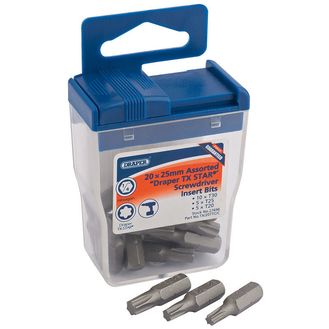 Draper 27696 TX-STAR&amp;#174; 25mm Long Insert Bits (20 x Assorted)