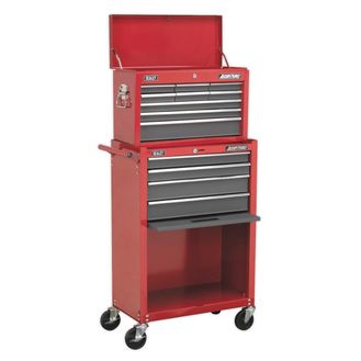 Sealey AP22513BB Topchest &amp; Rollcab Combination 13 Drawer with Ball Bearing Slides - Red/Grey