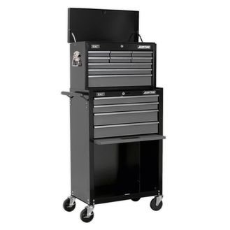Sealey AP2513B Topchest &amp; Rollcab Combination 13 Drawer with Ball Bearing Slides - Black/Grey