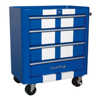Sealey AP28204BWS Rollcab 4 Drawer Retro Style - Blue with White Stripes