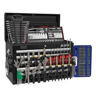 Sealey AP33059BCOMBO Topchest 5 Drawer with Ball Bearing Slides - Black &amp; 139pc Tool Kit