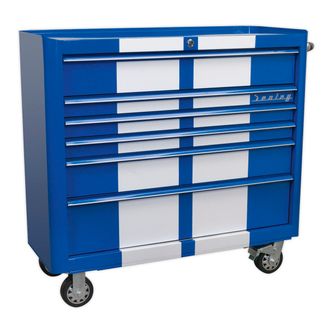 Sealey AP41206BWS Rollcab 6 Drawer Wide Retro Style - Blue with White Stripes