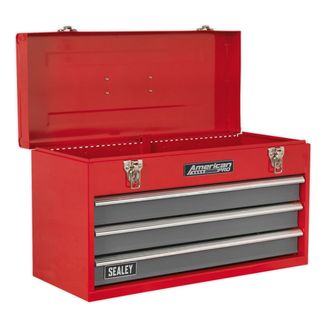 Sealey AP9243BB Tool Chest 3 Drawer Portable with Ball Bearing Slides - Red/Grey