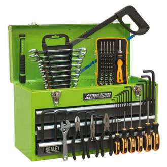 Sealey AP9243BBHVCOM Portable Tool Chest 3 Drawer with Ball Bearing Slides - Hi-Vis &amp; 93pc Tool Kit
