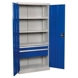 Sealey APICCOMBO2 Industrial Cabinet 2 Drawer 3 Shelf 1800mm