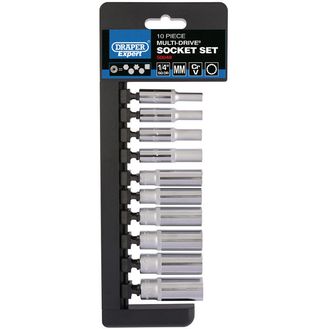 Draper 50048 1/4" Sq. Dr. Metric Multi-Drive&amp;#174; Deep Socket Set (10 Piece)