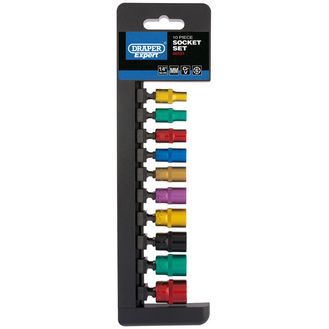 Draper 50151 1/4" Sq. Dr. Metric Coloured Socket Set (10 Piece)