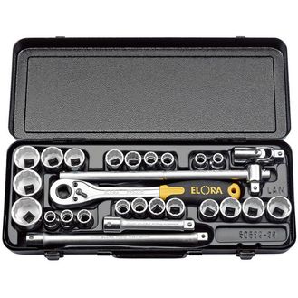 Elora 50650 1/2" Sq. Dr. Metric and Imperial Socket Set (28 Piece)
