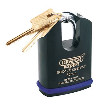 Draper 64197 50mm Heavy Duty Padlock and 2 Keys with Shrouded Shackle