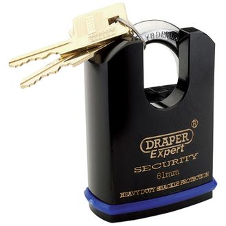 Draper 64198 61mm Heavy Duty Padlock and 2 Keys with Shrouded Shackle