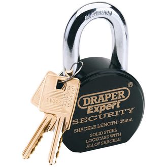 Draper 64206 63mm Heavy Duty Stainless Steel Padlock and 2 Keys