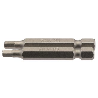 Draper 64254 4mm 1/4" Hex Hexagonal Insert Bit 50mm Long x 2