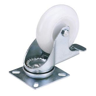Draper 65499 75mm Dia. Swivel Plate Fi x ing Nylon Wheel with Brake - S.W.L. 70Kg