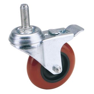 Draper 65516 75mm Dia. Swivel Bolt Fi x ing Polyurethane Wheel with Brake - S.W.L. 70Kg