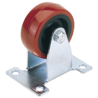 Draper 65517 75mm Dia. Fixed Plate Fi x ing Polyurethane Wheel - S.W.L. 100Kg