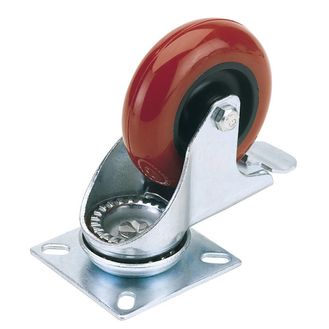 Draper 65519 100mm Dia. Swivel Plate Fi x ing Polyurethane Wheel with Brake - S.W.L. 125Kg
